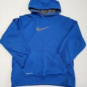 Nike ThermaFit High Neck Hoodie Pullover / Boys (L) Blue 100% Polyester
